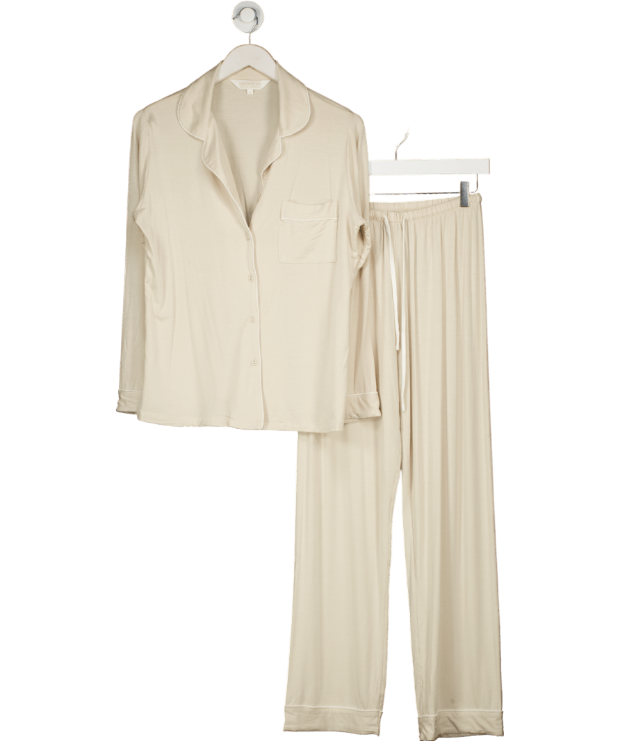 The NAP Co. Cream Rayon Piped Stretch - jersey Pyjama Set UK S - Reliked