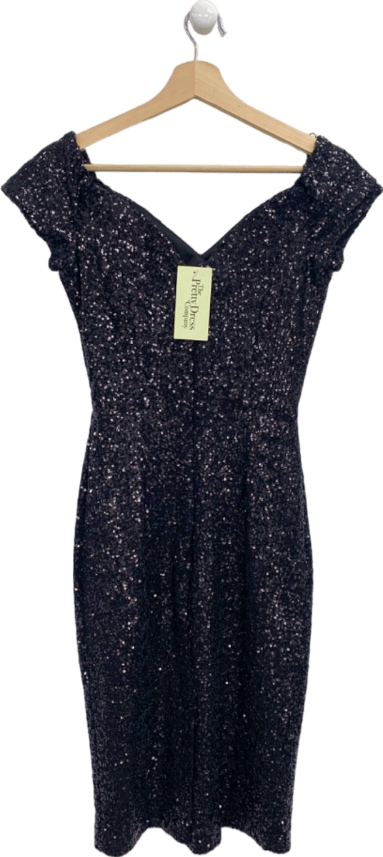 The Pretty Dress Company Black Sparkly Sequin Dress UK 8 - Reliked