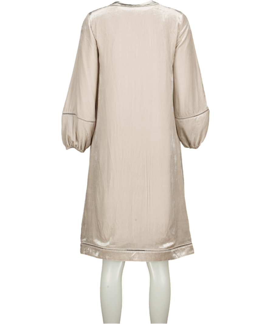 The White Company Beige V - neck Silk Velvet Mini - dress UK 8 - Reliked