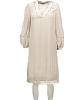 The White Company Beige V - neck Silk Velvet Mini - dress UK 8 - Reliked