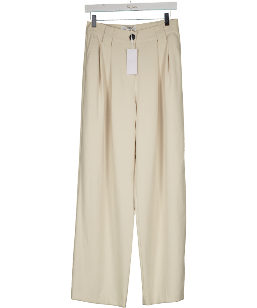 The White Company Beige Wide Leg Pleated Trousers UK 8 - Reliked