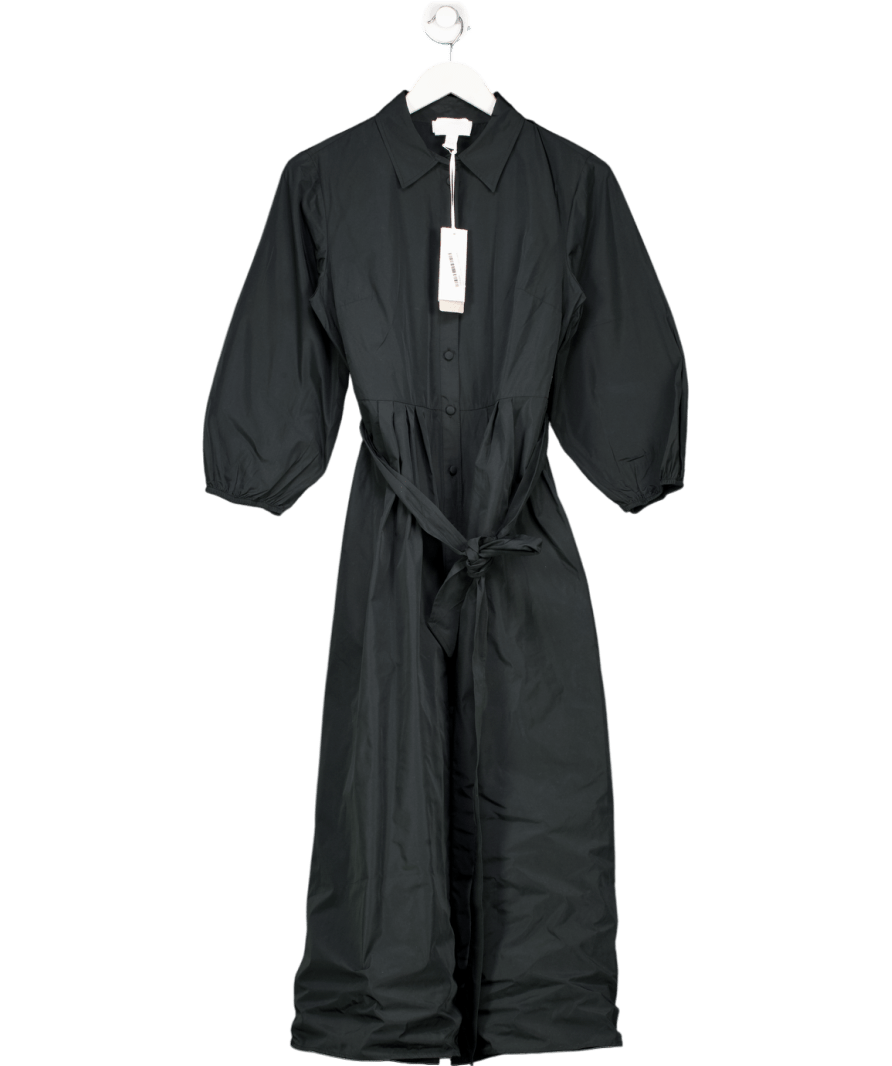 The White Company Black Black. Belted Taffeta Midi Dress UK 8 - Reliked