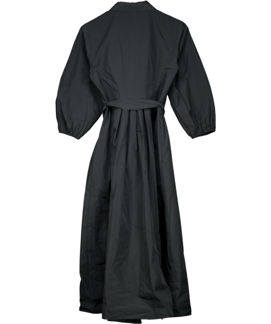 The White Company Black Black. Belted Taffeta Midi Dress UK 8 - Reliked