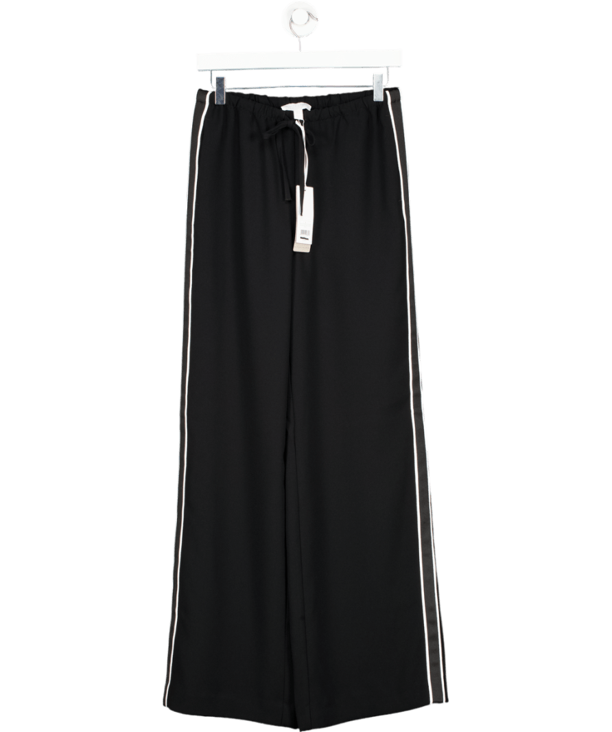 The White Company Black Crepe Side Stripe Trousers UK 8 - Reliked