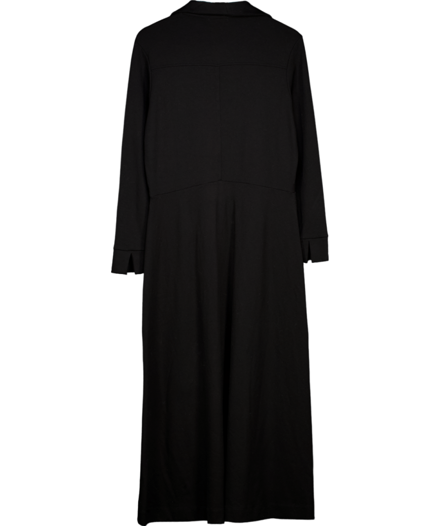 The White Company Black Jersey Long Sleeve Straight Midi Dress With Pockets UK 14 - Reliked