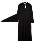 The White Company Black Jersey Long Sleeve Straight Midi Dress With Pockets UK 14 - Reliked