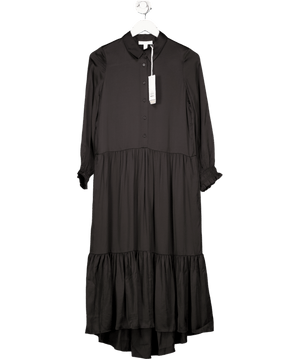 The White Company Black Tiered Satin Midi Dress UK 6
