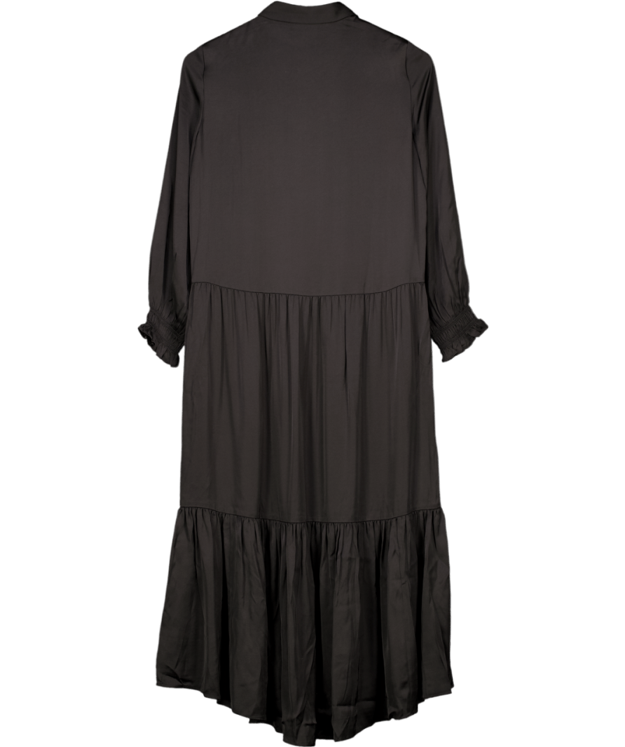 The White Company Black Tiered Satin Midi Dress UK 6 - Reliked