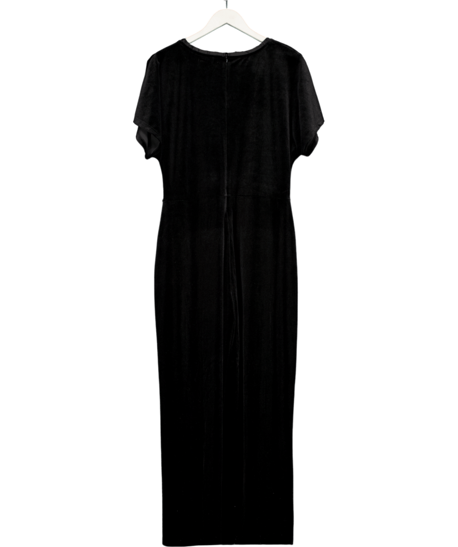 The White Company Black V - neck Straight - leg Velvet Jumpsuit UK 12 - Reliked