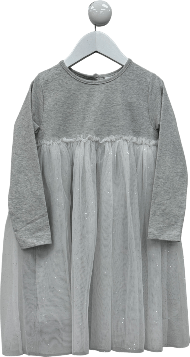The White Company Grey Sparkle Jersey Tulle Dress 4 Years - Reliked