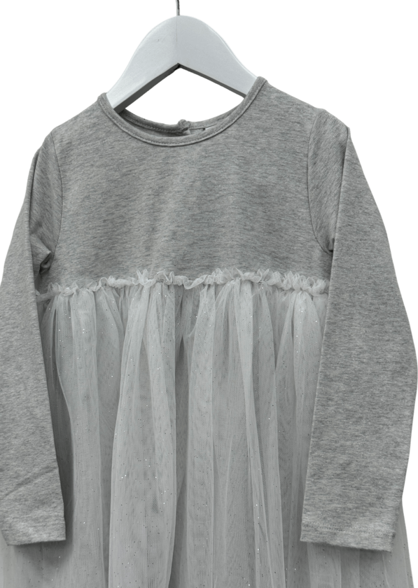 The White Company Grey Sparkle Jersey Tulle Dress 4 Years - Reliked