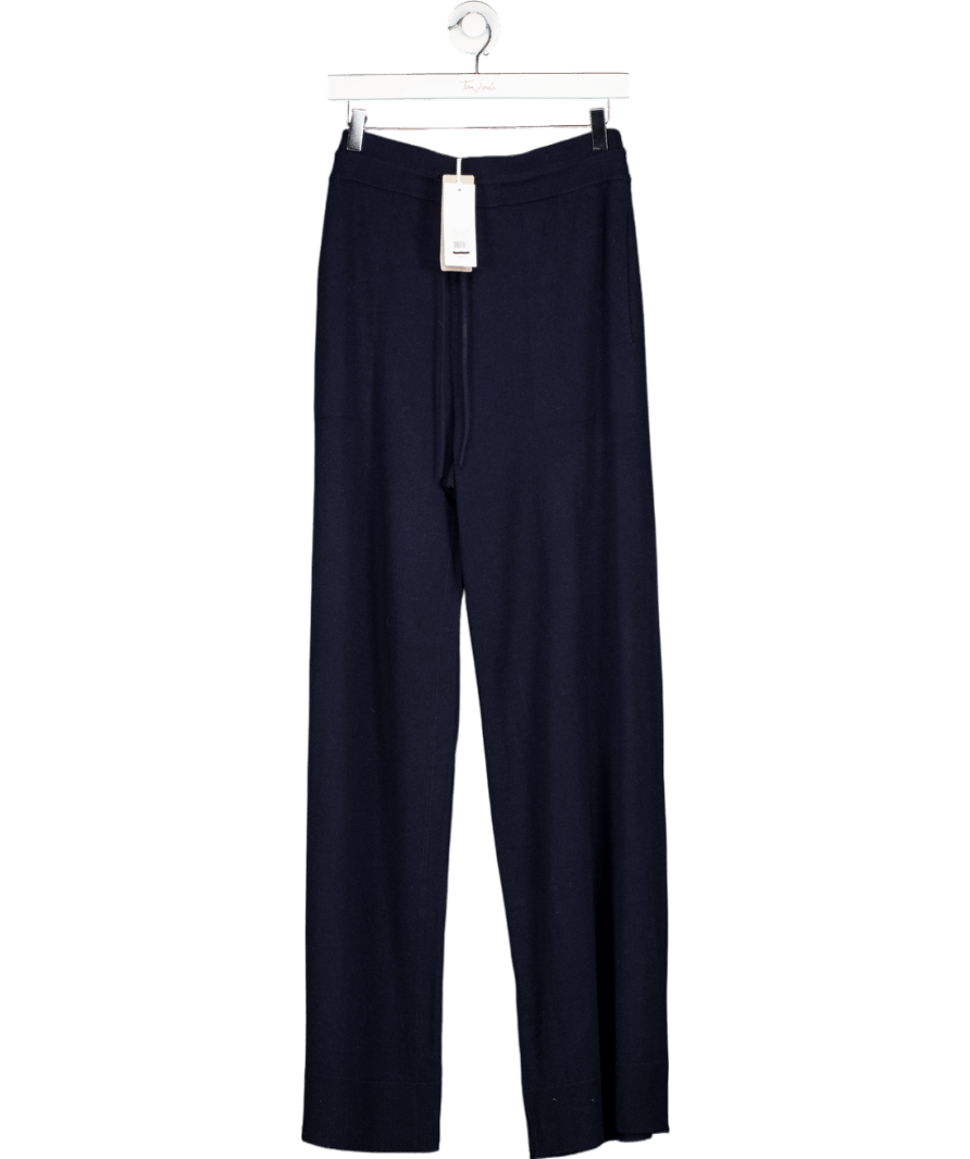 The White Company Navy Blue Cashmere Blend Whide Leg Knit Trousers UK XL - Reliked