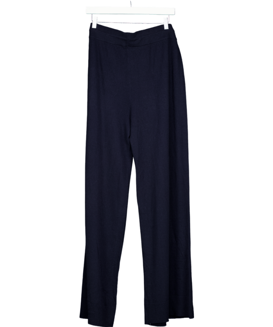 The White Company Navy Blue Cashmere Blend Whide Leg Knit Trousers UK XL - Reliked