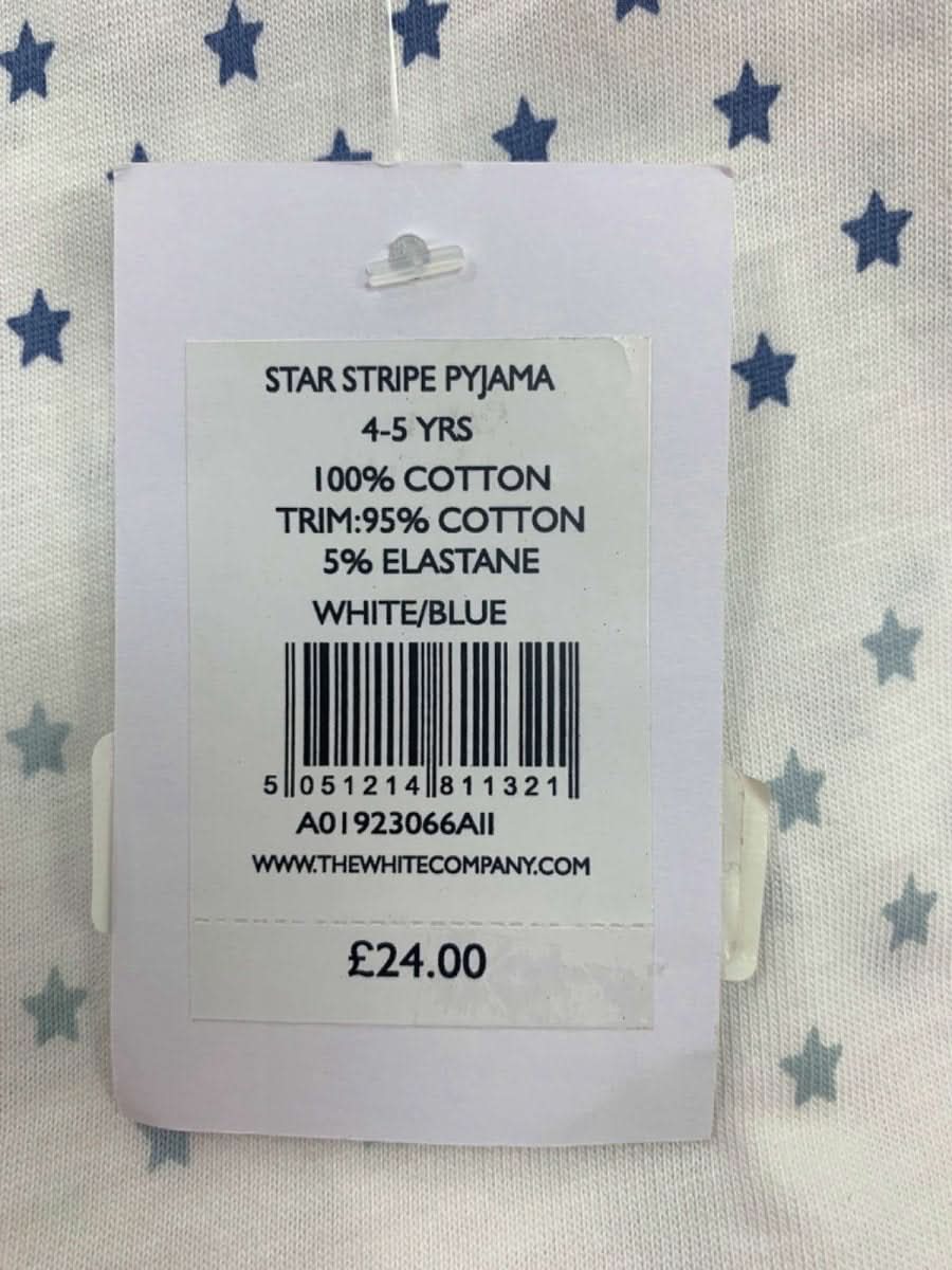 The White Company White/Blue Star Stripe Pyjama 4 - 5 Years - Reliked