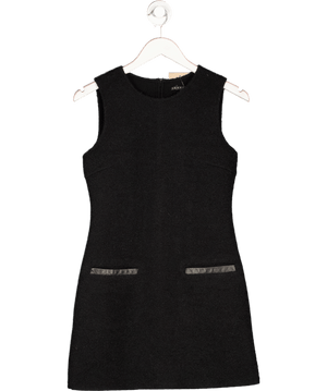 Theory Black Wool Dress With Leather Pockets UK S