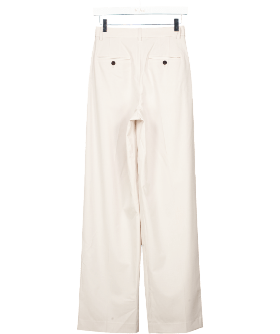 Theory Cream Fine Virgin Wool Double Pleat Trousers Sz00 UK XXS - Reliked