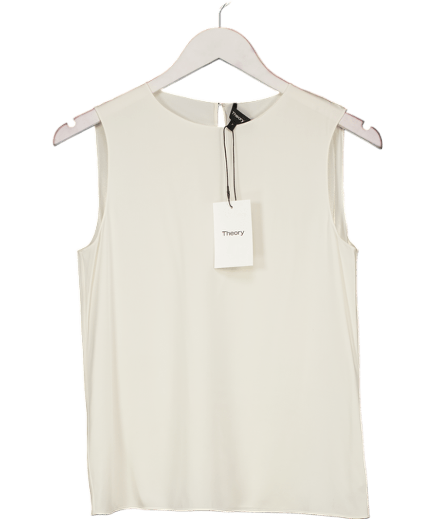 Theory Cream Shell Top In Silk Georgette Szp UK XS - Reliked