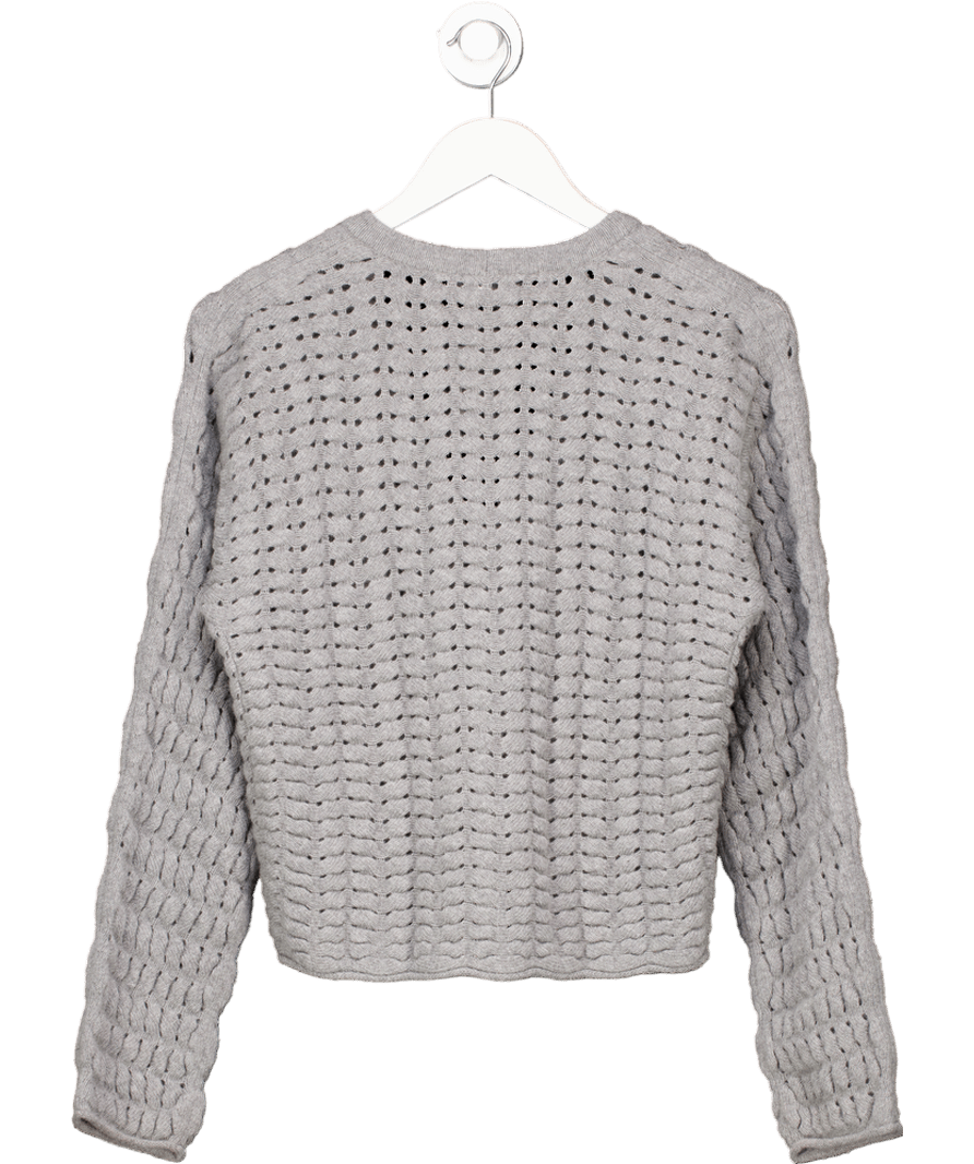 Theory Grey Wool & Cashmere Lace Knit Cardigan Szp UK XS - Reliked