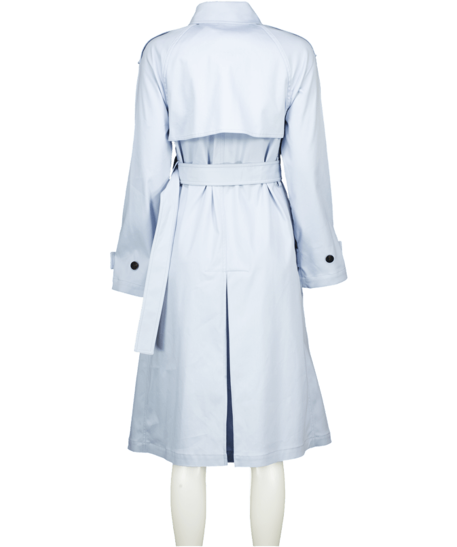 Theory Single Breasted Belted Powder Blue Trench Coat Szp UK 6 - Reliked