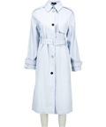 Theory Single Breasted Belted Powder Blue Trench Coat Szp UK 6 - Reliked