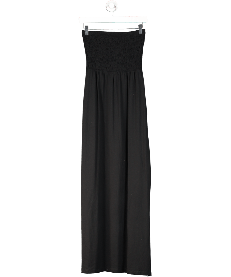 Threadbare Black Bandeau Jersey Maxi Dress With Pockets UK S - Reliked