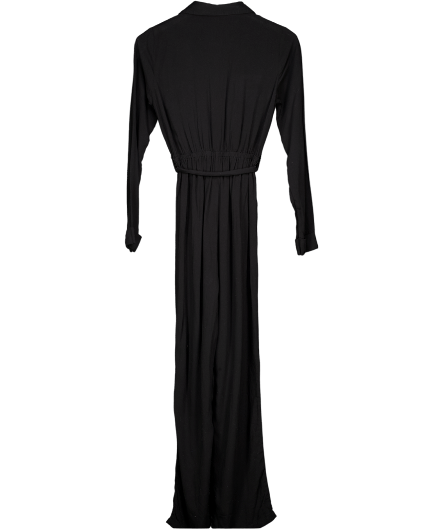Threadbare Black Belted Flutter Sleeve Jumpsuit UK XS - Reliked
