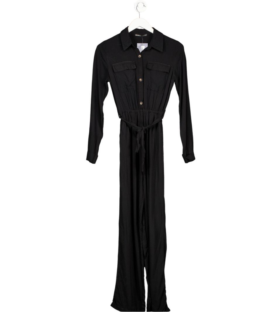Threadbare Black Belted Flutter Sleeve Jumpsuit UK XS - Reliked