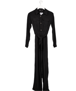 Threadbare Black Belted Flutter Sleeve Jumpsuit UK XS