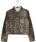 Threadbare Brown Leopard Print Denim Jacket UK 12 - Reliked