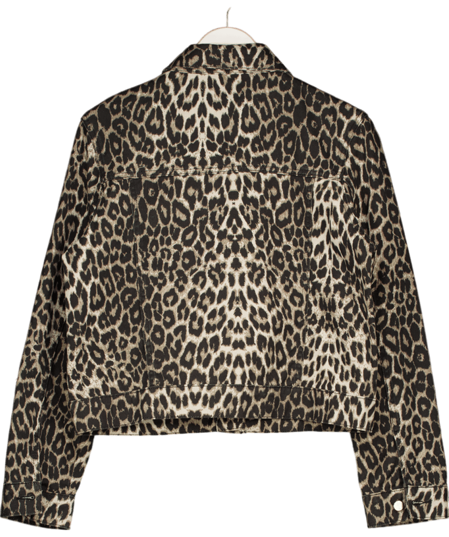 Threadbare Brown Leopard Print Denim Jacket UK 12 - Reliked
