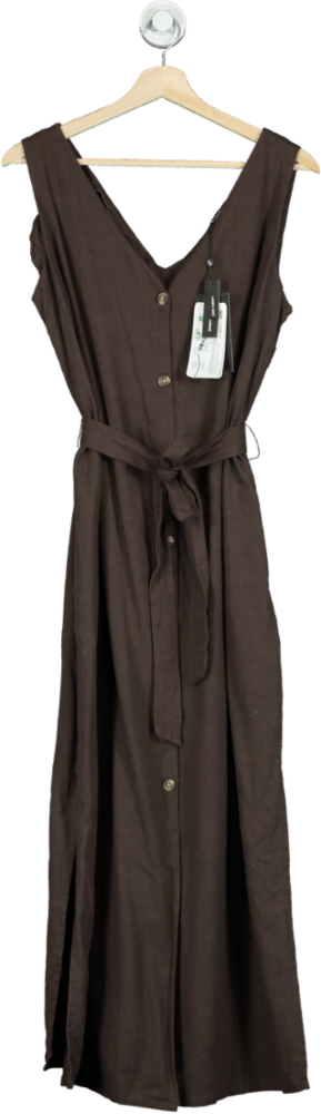 Threadbare Chocolate Brown Ladies Button Midi Dress Lucy UK 12 - Reliked