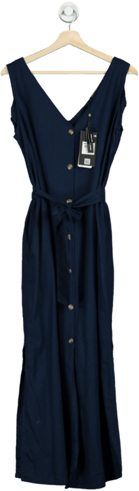 Threadbare Navy Ladies Button Midi Dress Lucy UK 12 - Reliked