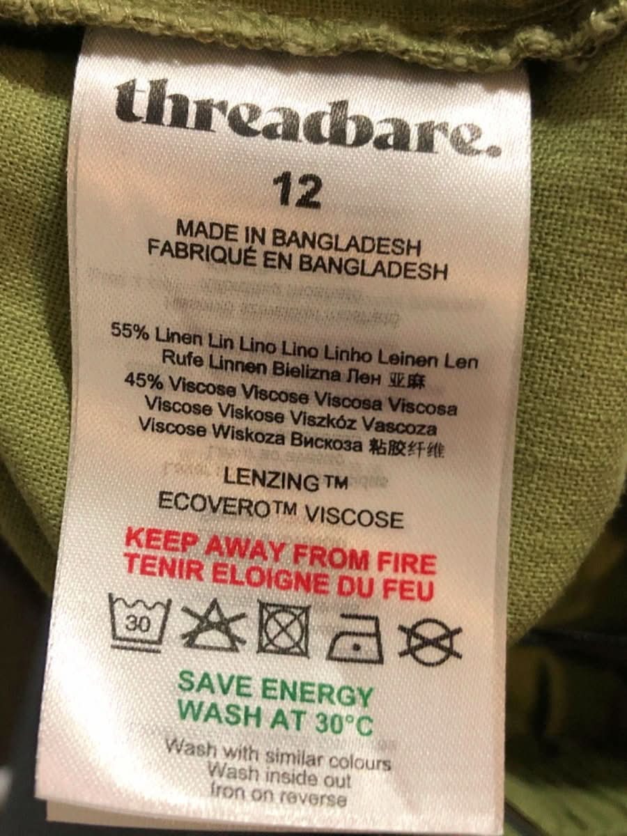 Threadbare Sage Green Rosewood Linen Trouser UK 12 - Reliked