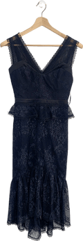 Three Floor Black Lace Midi Dress UK 8 - Reliked