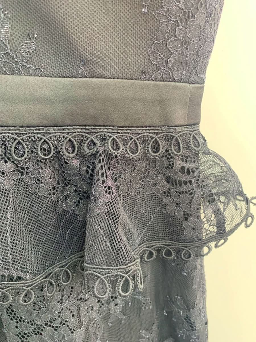 Three Floor Black Lace Midi Dress UK 8 - Reliked