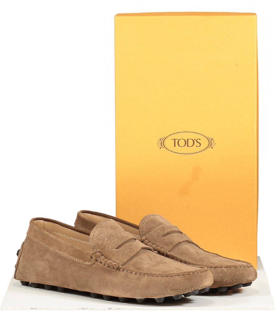 TOD'S Brown Suede Mocassino Gommino Macro Loafers UK 9 EU 43 👟 - Reliked