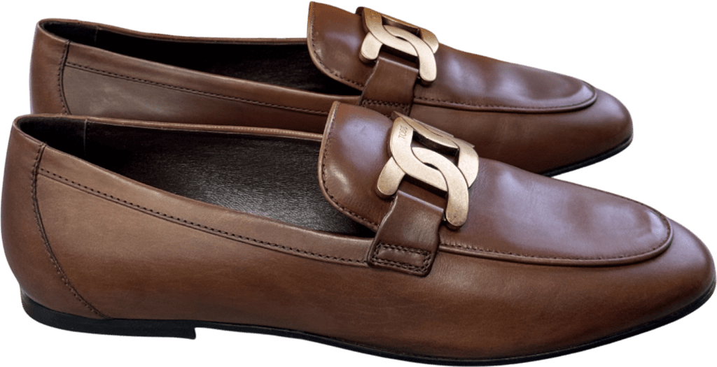 TOD'S Luxury Leather Chocolate Brown Chain - bit Loafers UK 6 EU 39 👠 - Reliked