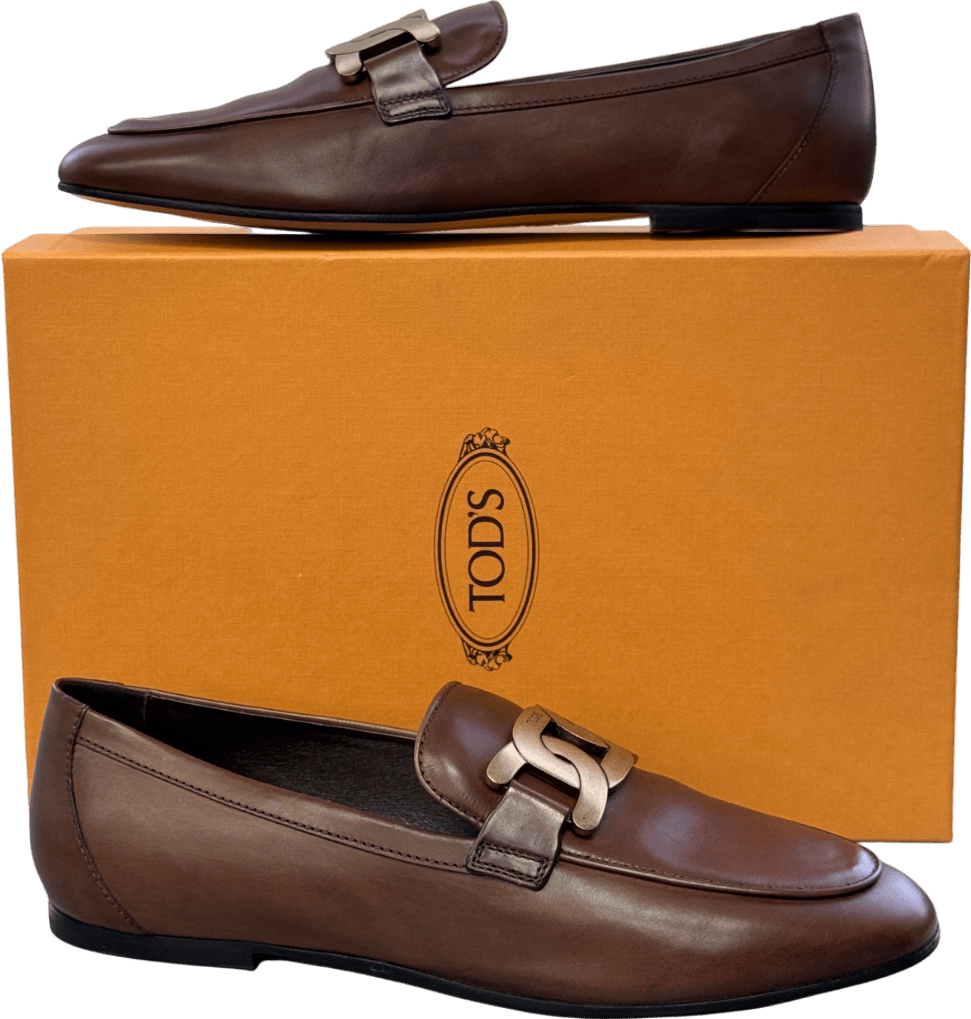 TOD'S Luxury Leather Chocolate Brown Chain - bit Loafers UK 6 EU 39 👠 - Reliked