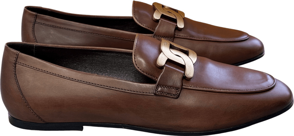TOD'S Luxury Leather Chocolate Brown Chain - bit Loafers UK 6 EU 39 👠 - Reliked
