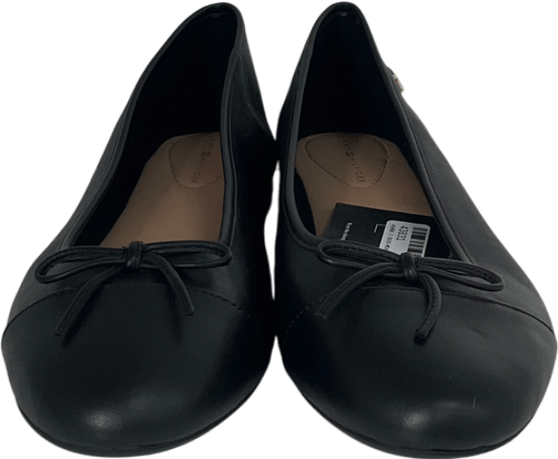 Tommy Hilfiger Black Leather Patent Toe Cap Ballerinas UK 7.5 EU 40.5 👠 - Reliked