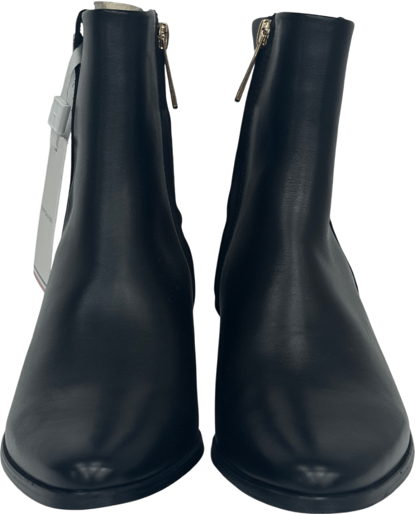 Tommy Hilfiger Black Leather Pointed Toe Ankle Boots UK 3 EU 36 👠 - Reliked