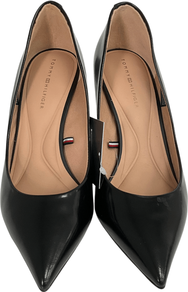 Tommy Hilfiger Black Leather Stiletto Court High Heels UK 3.5 EU 36.5 👠 - Reliked