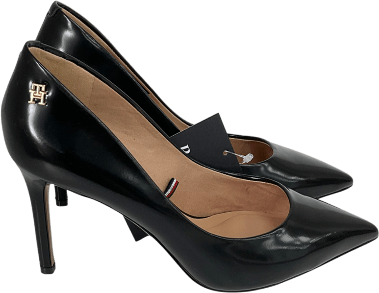 Tommy Hilfiger Black Leather Stiletto Court High Heels UK 3.5 EU 36.5 👠 - Reliked