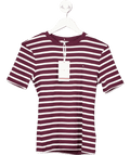 Tommy Hilfiger Burgundy Red / White Striped Slim Cody T-shirt UK S - Reliked