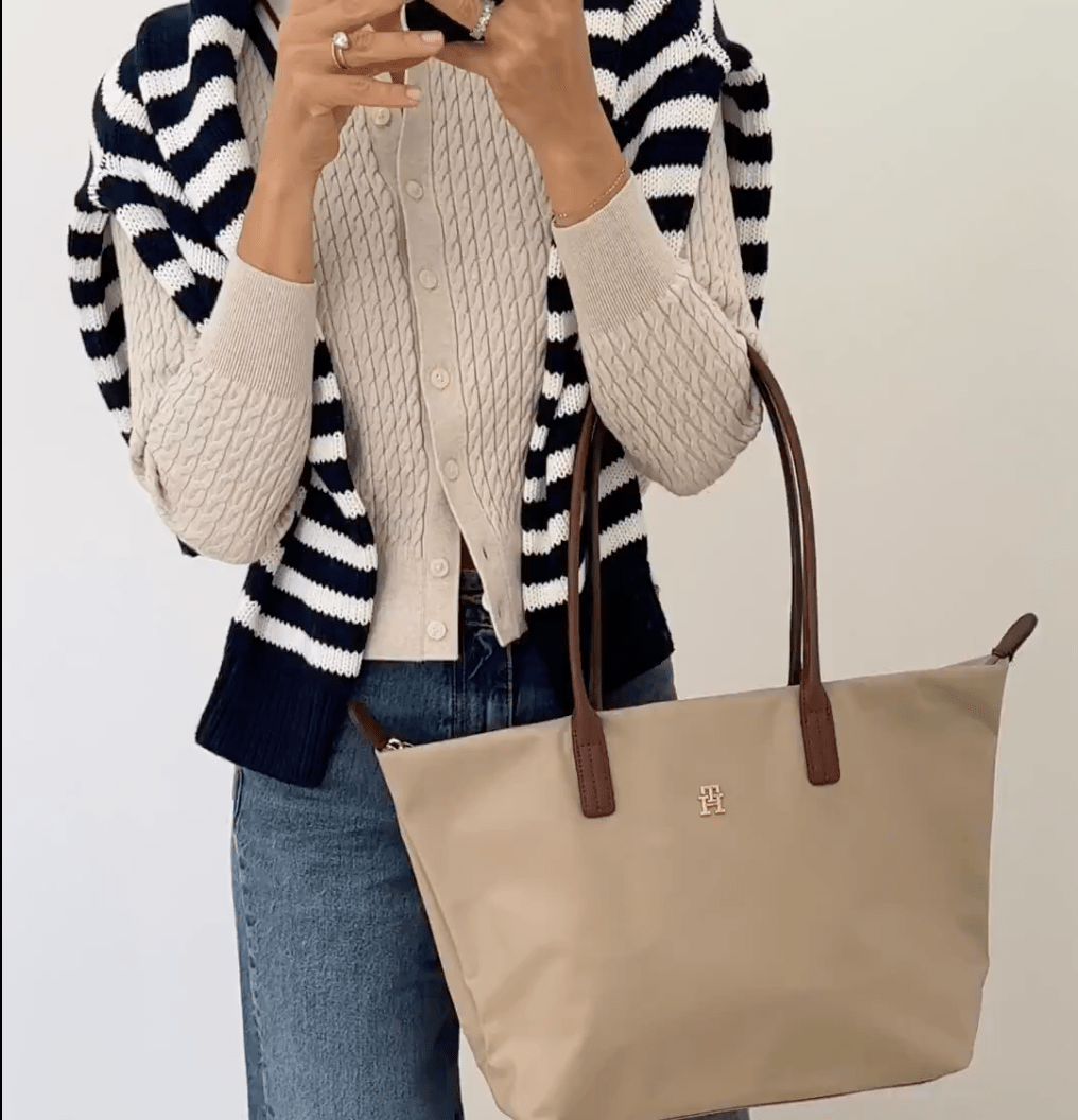 Tommy Hilfiger Cream Fine Cable Knit Polo Collar Organic Cotton Cardigan UK S - Reliked