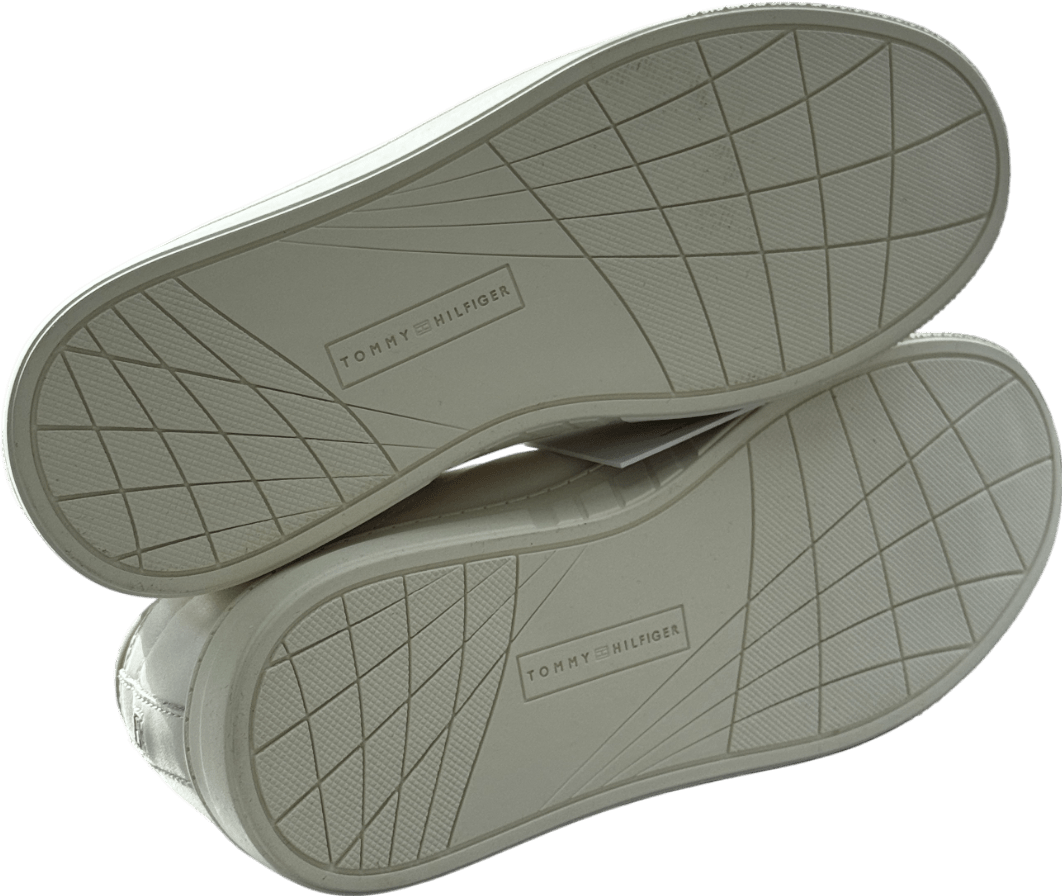 Tommy Hilfiger Cream Leather Court Trainers UK 6 EU 39 👠 - Reliked