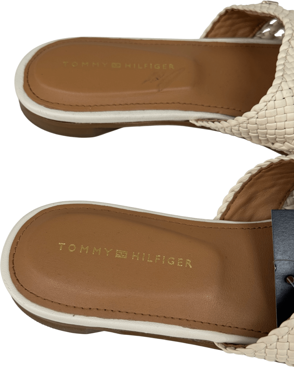 Tommy Hilfiger Cream The Runway Collection Th Monogram Crochet Mules UK 3 EU 36 👠 - Reliked