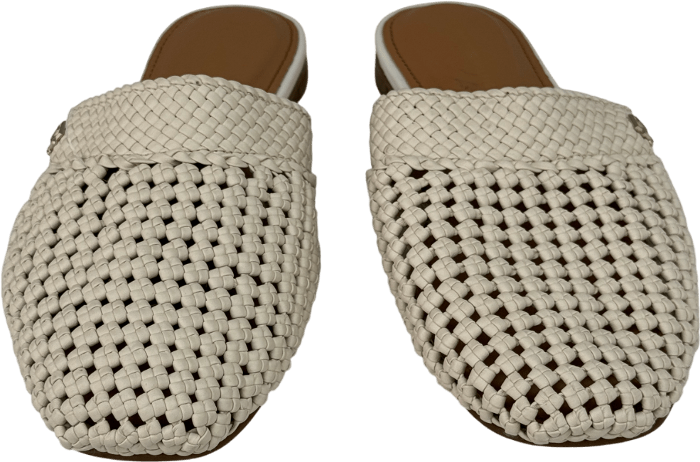 Tommy Hilfiger Cream The Runway Collection Th Monogram Crochet Mules UK 3 EU 36 👠 - Reliked