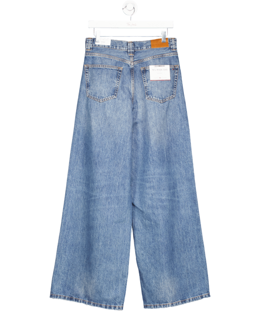 Tommy Hilfiger Mid Blue 70s High Rise Wide Leg Jeans L32 W28 - Reliked