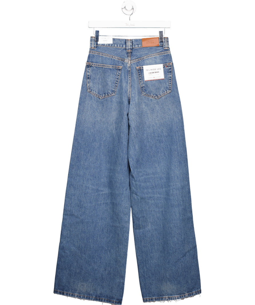 Tommy Hilfiger Mid Blue 70s High Rise Wide Leg Jeans L34 W25 - Reliked